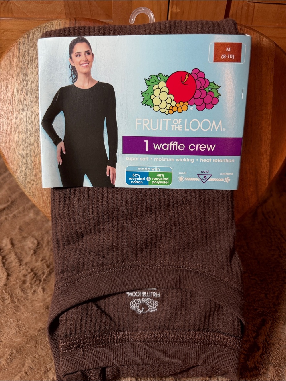 Fruit of the Loom Women's Waffle Crew Sweater - Brown Medium